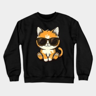 Cute ginger cat wearing sunglasses Crewneck Sweatshirt